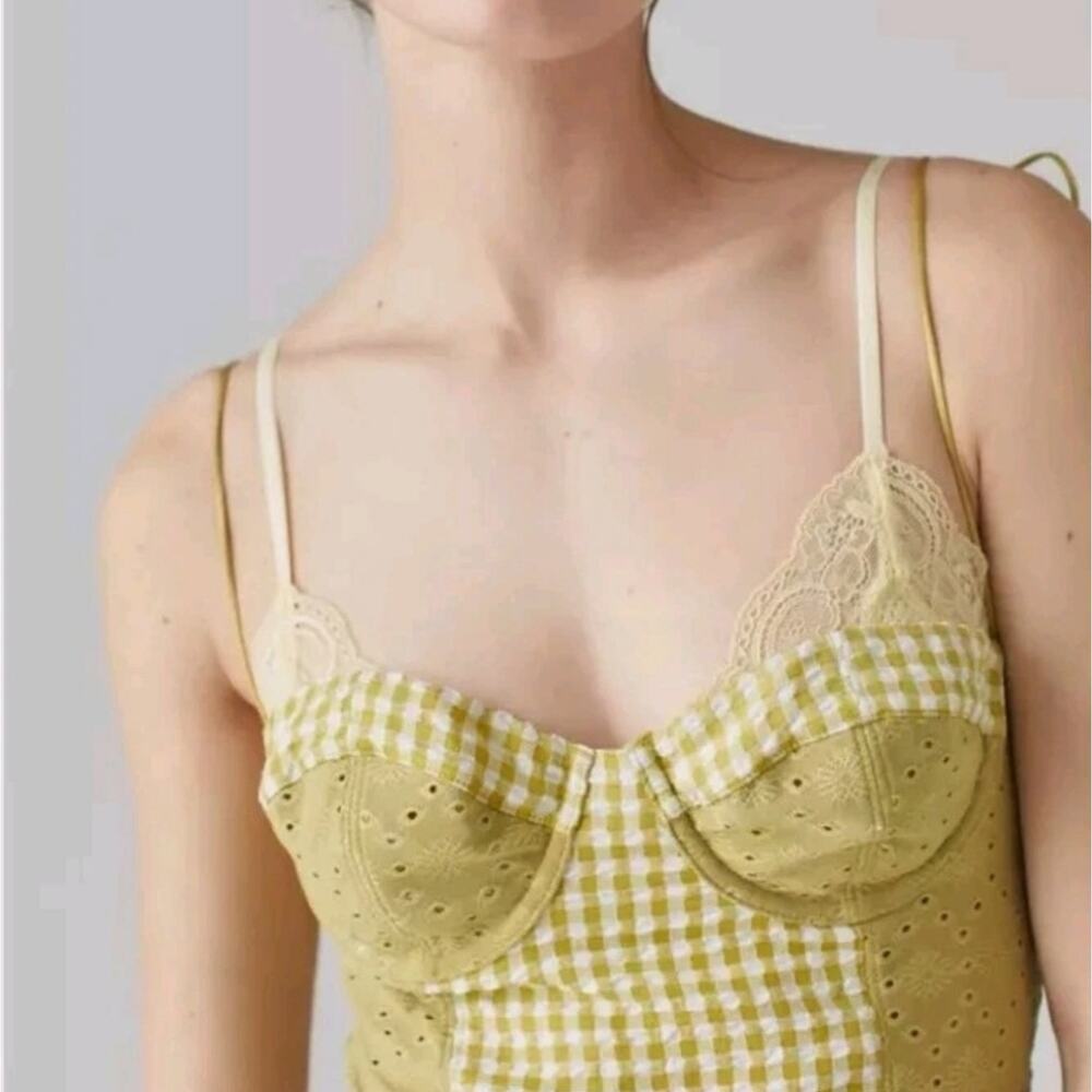 Urban Outfitters Mini Dress Felicity Eyelet Underwired Gingham Dress - Picture 5 of 8